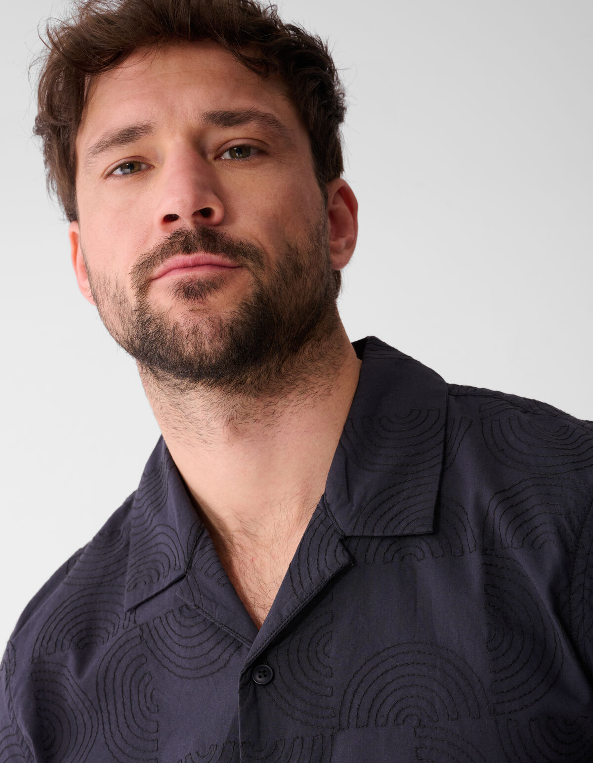 Mehrfach besticktes Hemd Dunkelgrau SHOEBY MEN