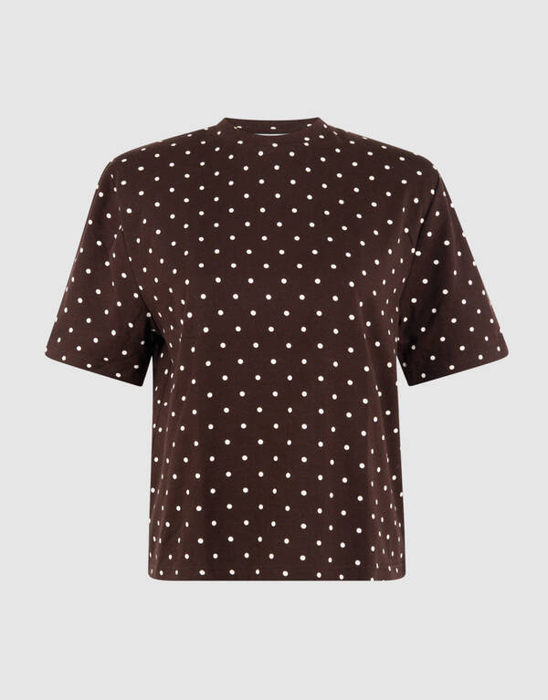 PolkPolkadot Padded T-Shirt Dunkelbraun SHOEBY WOMEN