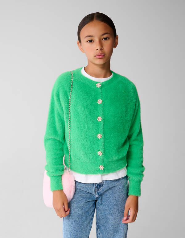 Hairy Strass Cardigan Green SHOEBY GIRLS