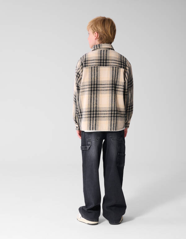 Destroyed Check Overshirt Off-White/Black SHOEBY BOYS