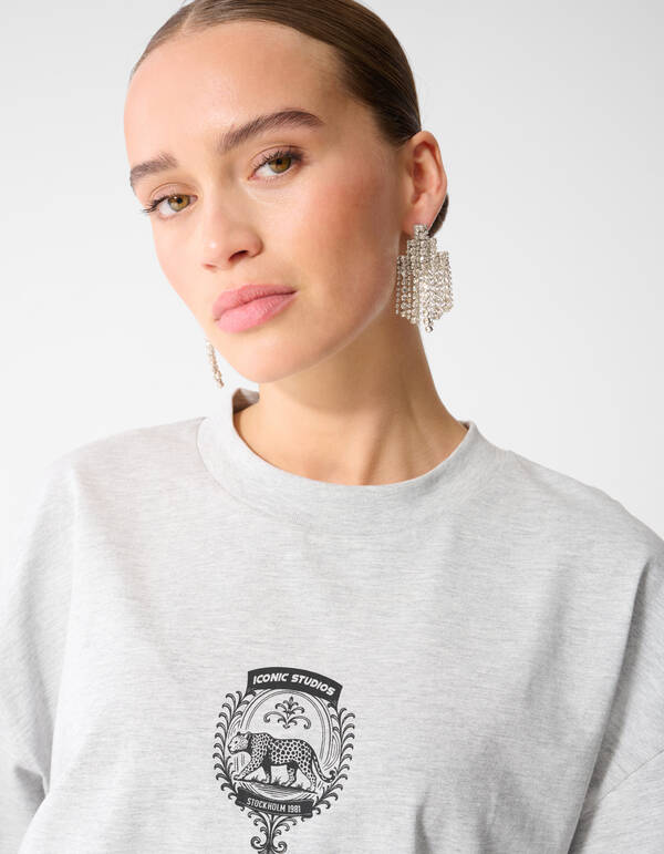 Grafik-Kunst T-Shirt Hellgrau SHOEBY WOMEN