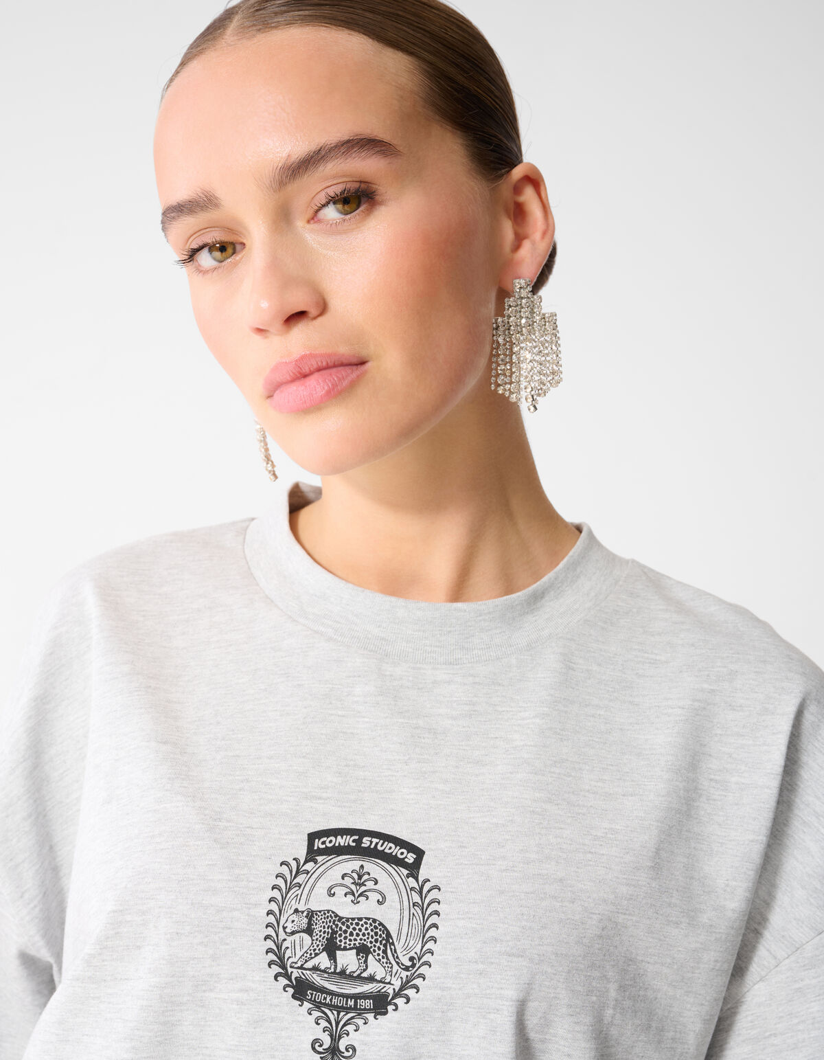 Grafik-Kunst T-Shirt Hellgrau SHOEBY WOMEN
