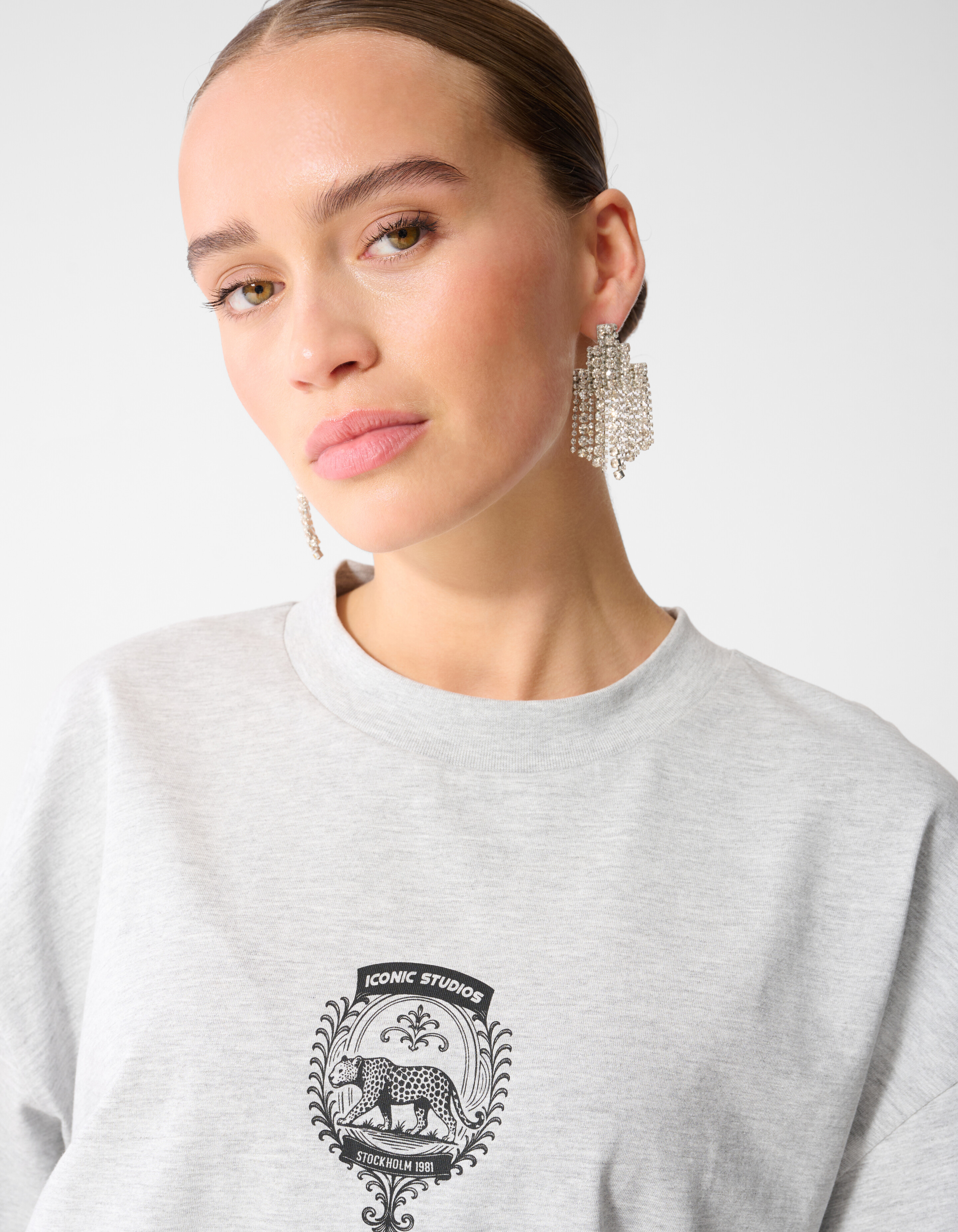 Grafik-Kunst T-Shirt Hellgrau SHOEBY WOMEN