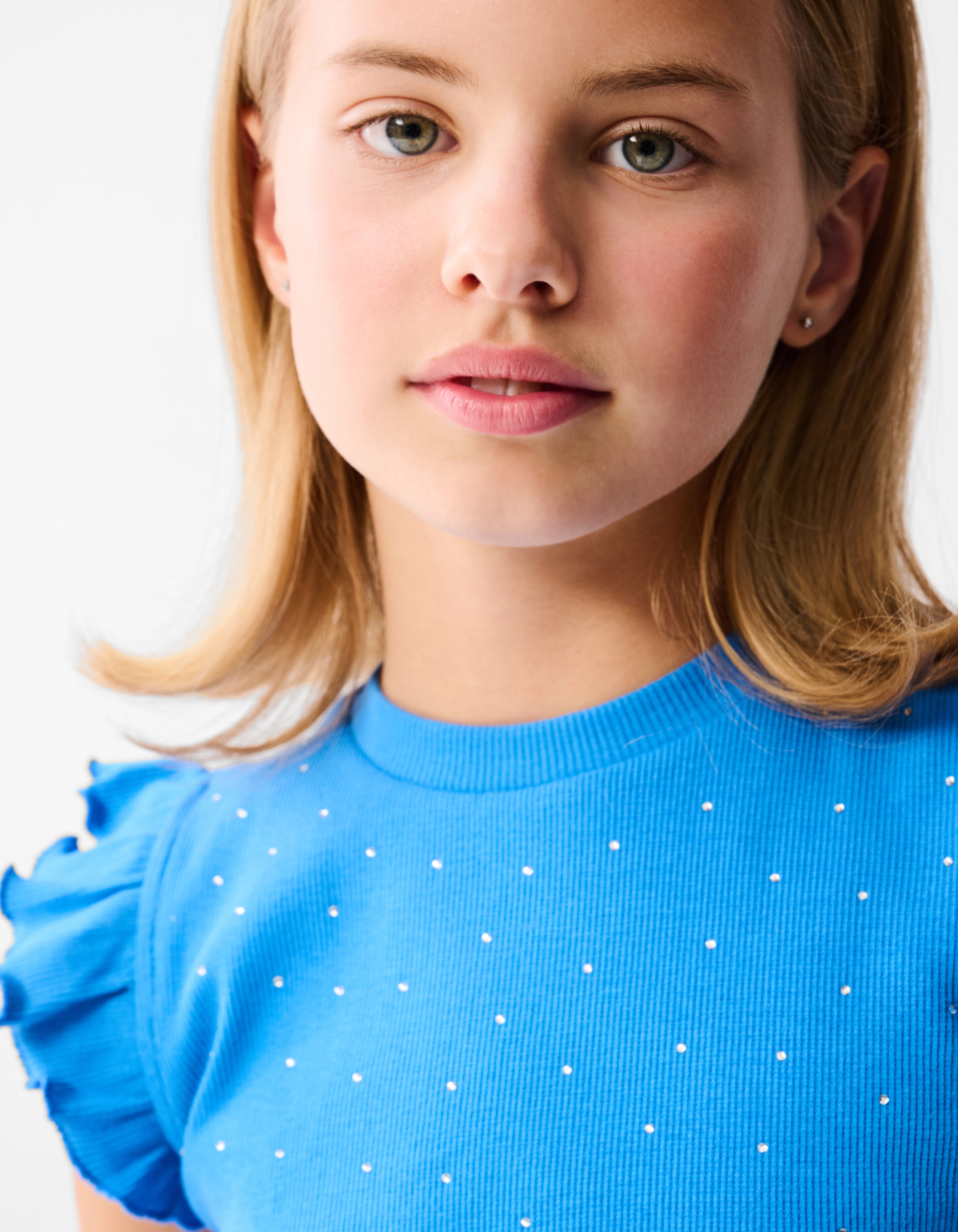 Strass-Rüschen-Top Blau SHOEBY GIRLS