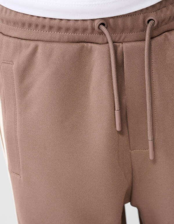 Sportieve Piqu&eacute; Wijde Pantalon Taupe SHOEBY BOYS