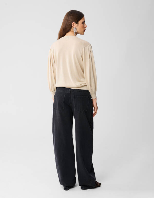 Glitzer-Pullover mit V-Ausschnitt Sand SHOEBY WOMEN