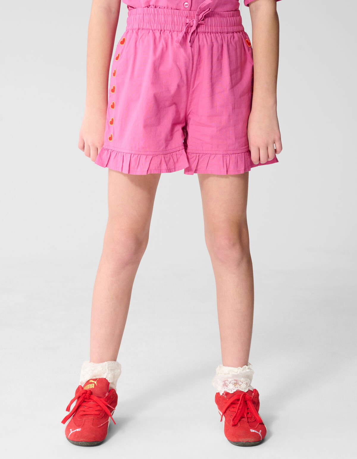 R&uuml;schen-Herz-Shorts Rosa SHOEBY GIRLS