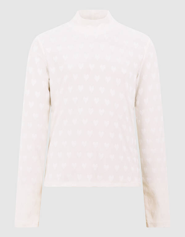 Top mit Allover-Herzmuster Cremefarben SHOEBY GIRLS