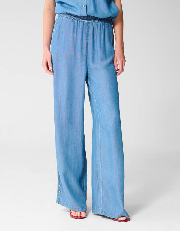Studs Weite Bein Passform Denim Hose Blau SHOEBY WOMEN