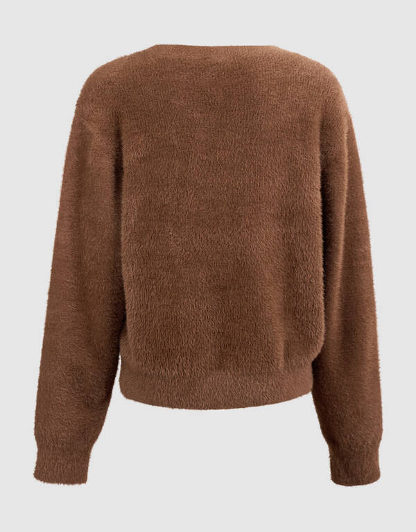 Flauschige Strickjacke mit Kn&ouml;pfen Braun SHOEBY GIRLS