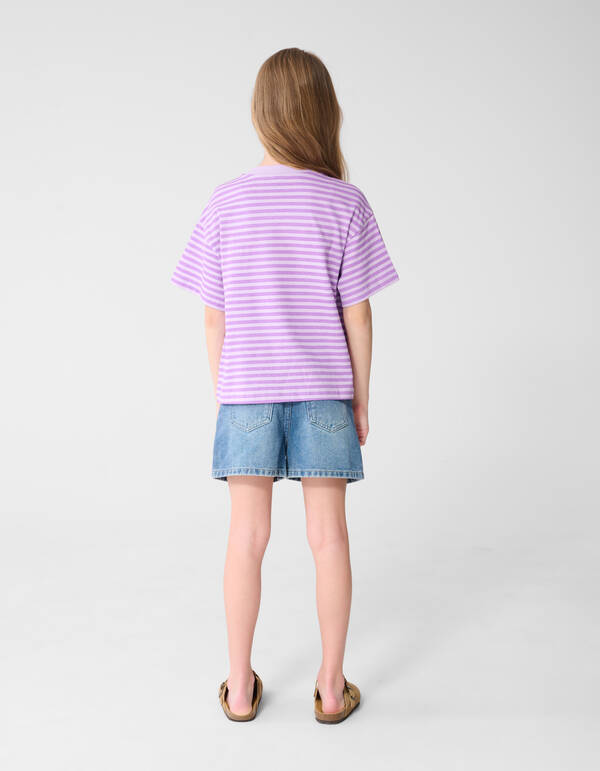 Gestreiftes Obst-Kunst T-Shirt Helllila SHOEBY GIRLS