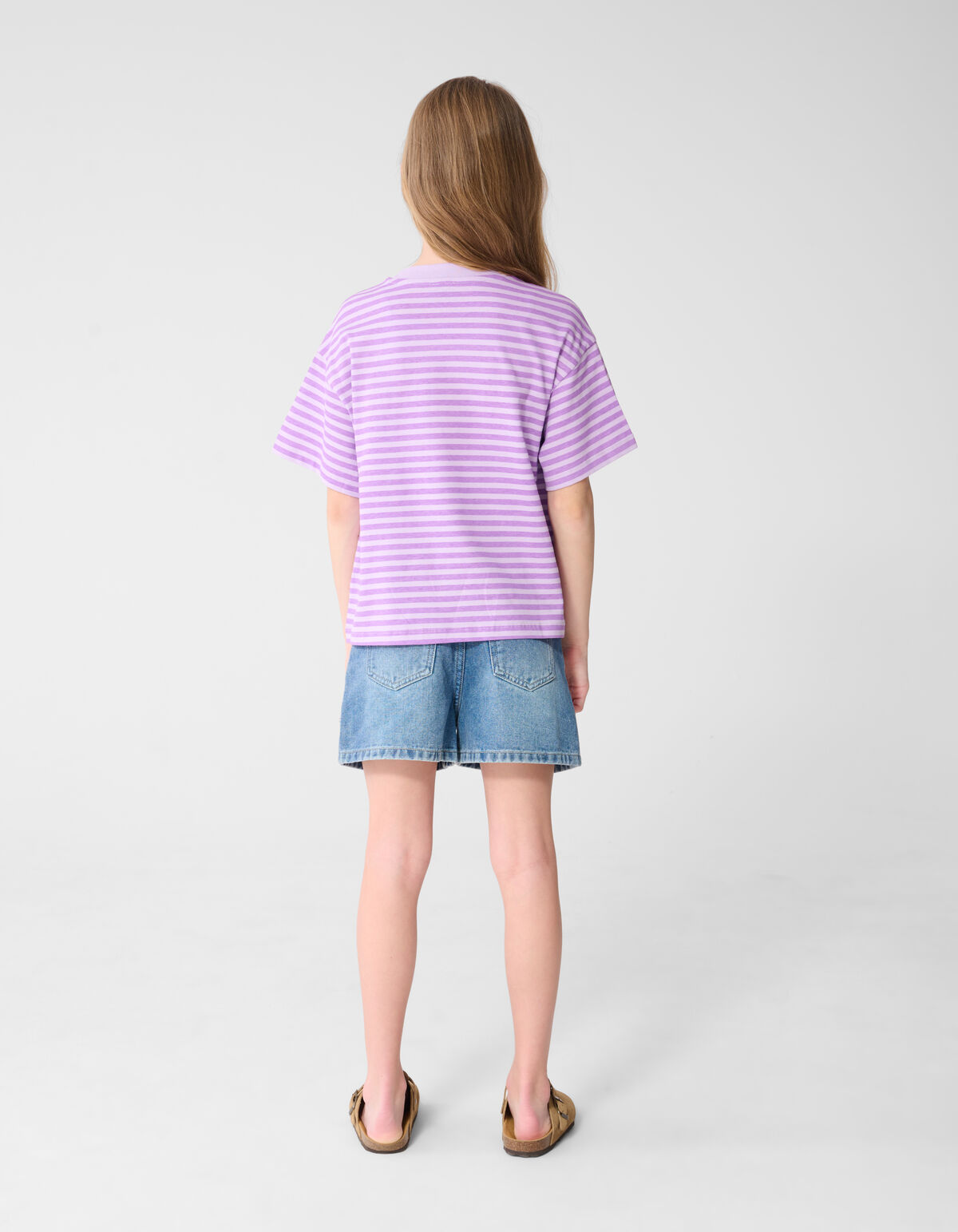 Gestreiftes Obst-Kunst T-Shirt Helllila SHOEBY GIRLS