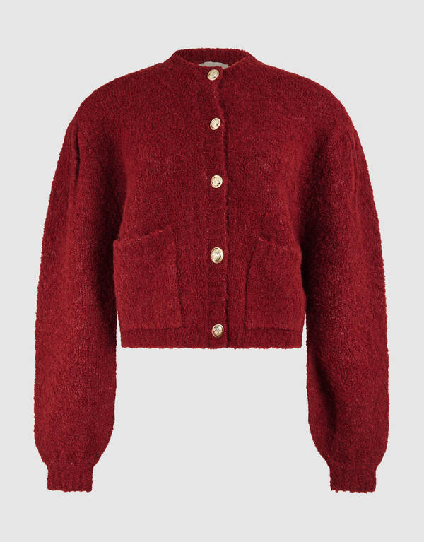 Teddy Strickweste Dunkelrot SHOEBY WOMEN