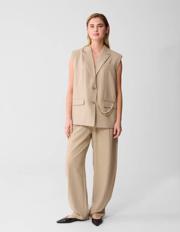 &Auml;rmelloser Blazer mit Kettenmuster, Sand SHOEBY WOMEN