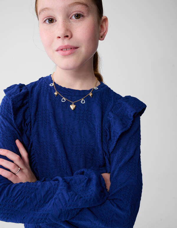 R&uuml;schen-Langarmshirt Dunkelblau SHOEBY GIRLS