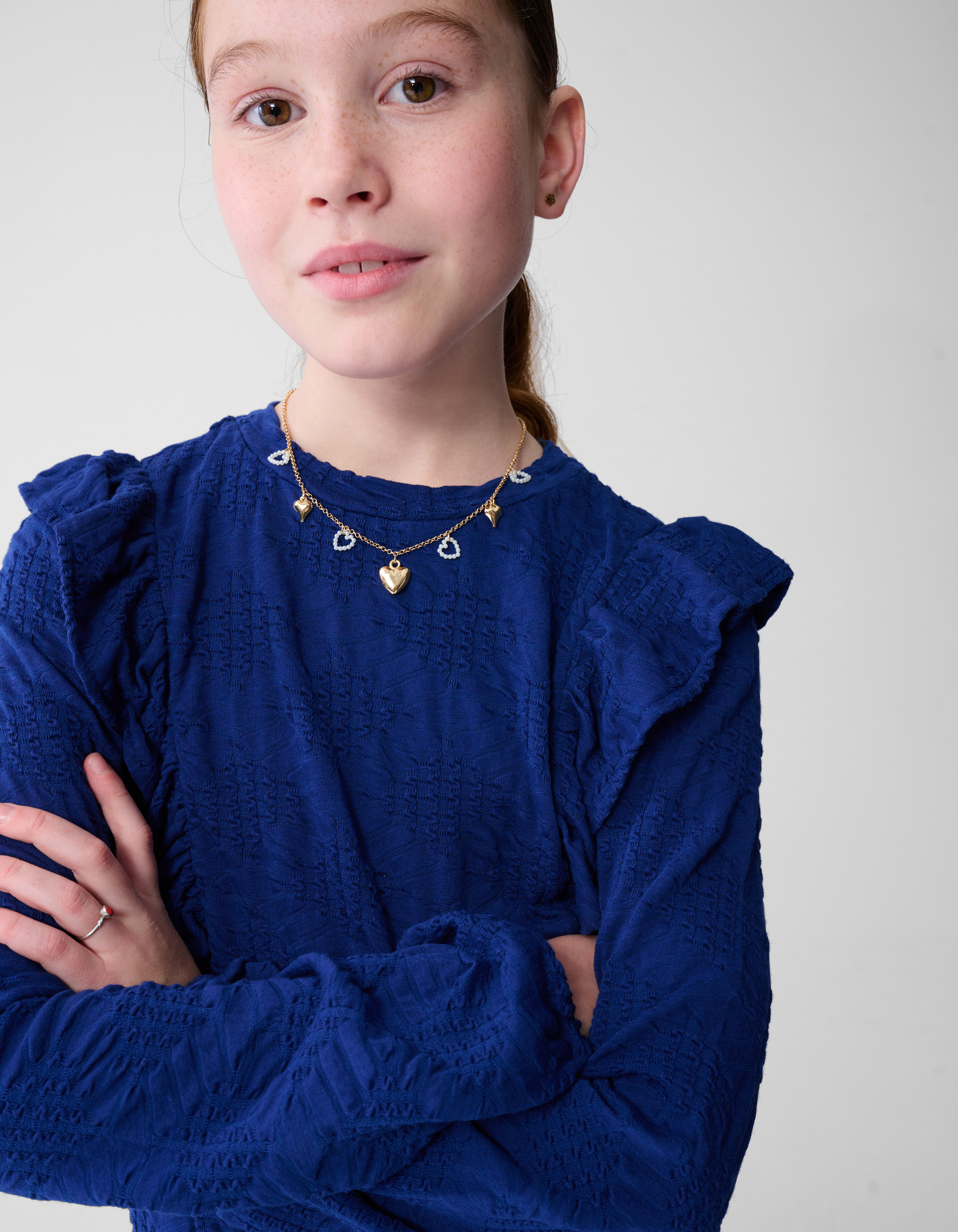 R&uuml;schen-Langarmshirt Dunkelblau SHOEBY GIRLS