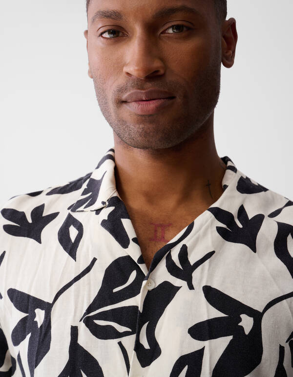 Gebl&uuml;mtes Leinenhemd Off White SHOEBY MEN