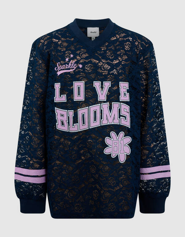 Baseball-Top mit Spitze, dunkelblau SHOEBY GIRLS