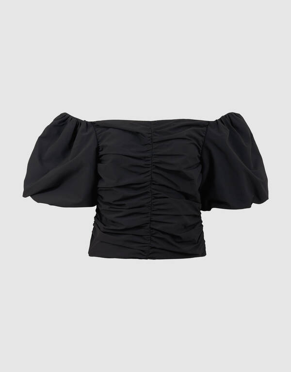 Gerafftes Off-Shoulder-Top Schwarz von Fred SHOEBY WOMEN