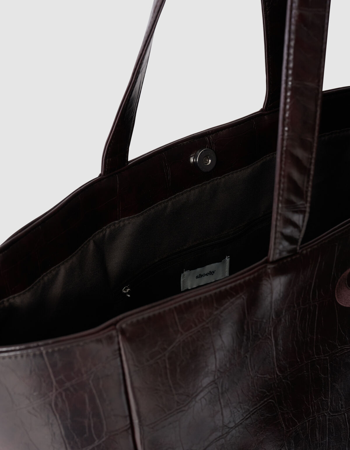 Croco Logo Shopper Dunkelbraun SHOEBY ACCESSOIRES