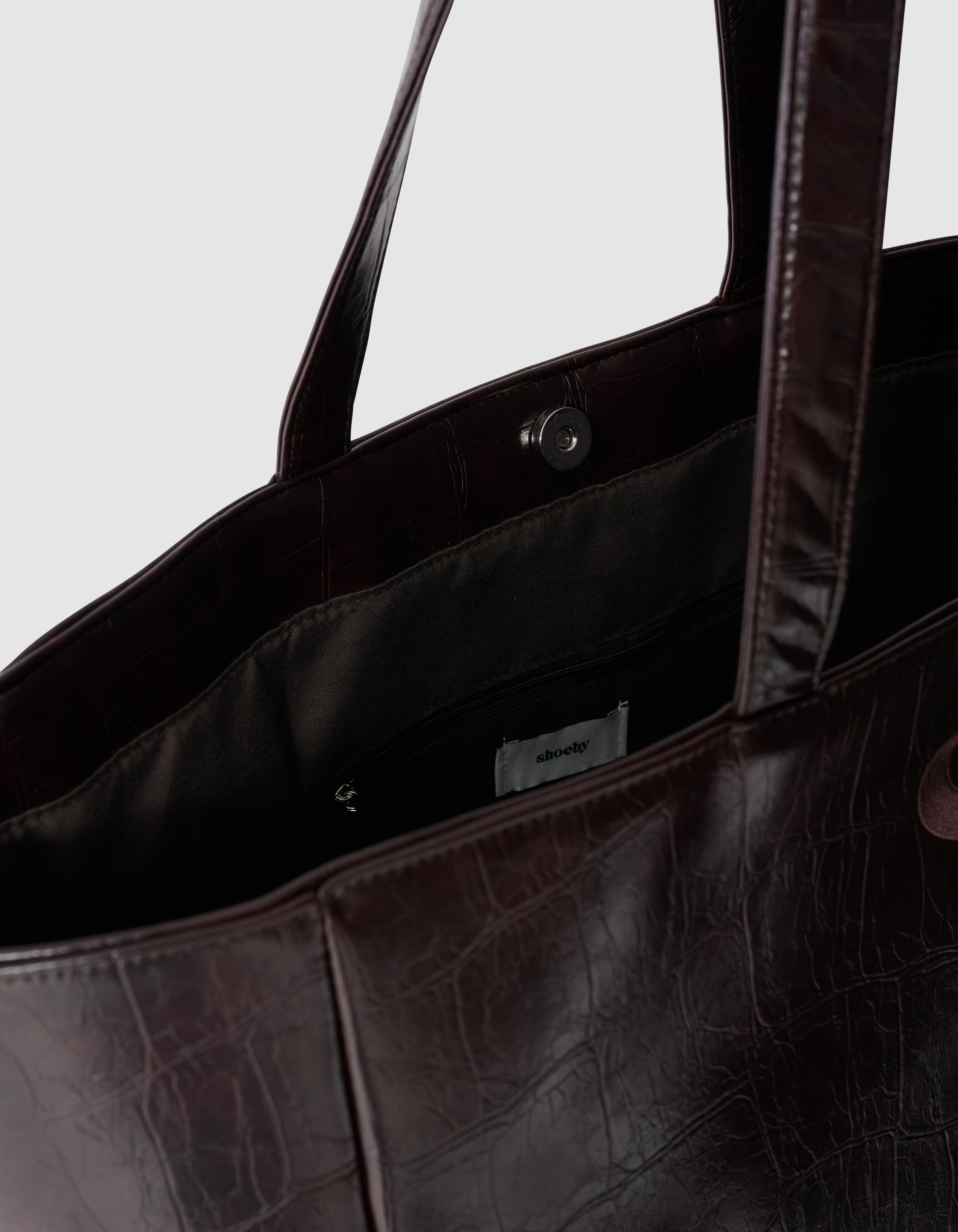 Croco Logo Shopper Dunkelbraun SHOEBY ACCESSOIRES