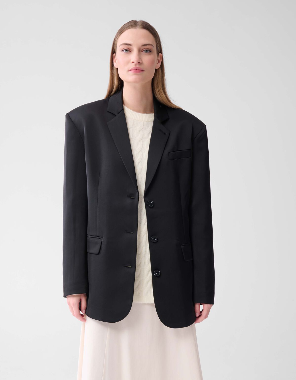 Satin Oversized Blazer Schwarz von Lonneke SHOEBY WOMEN