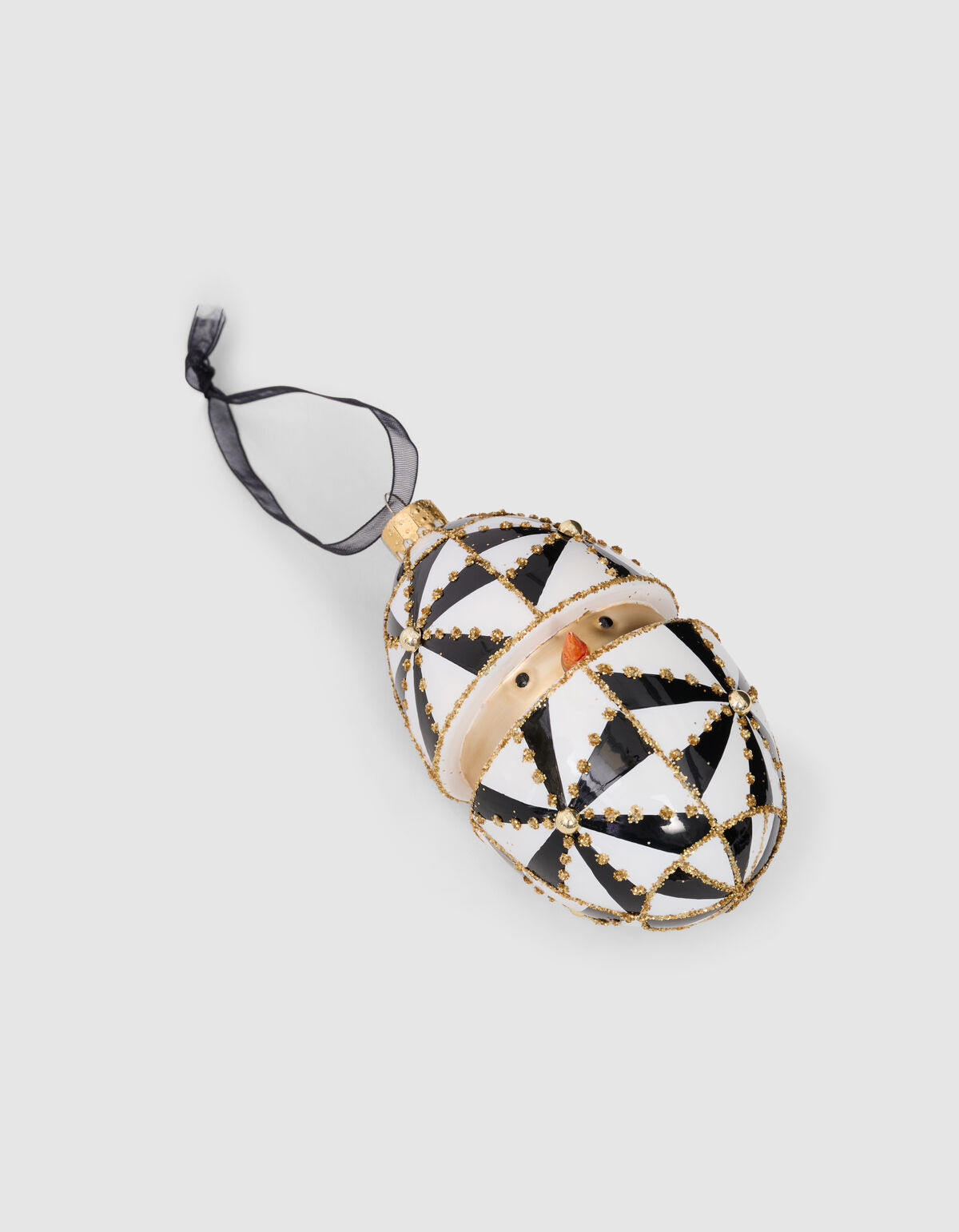 Eier-Weihnachtskugel Schwarz/Wei&szlig; von Fred SHOEBY ACCESSOIRES