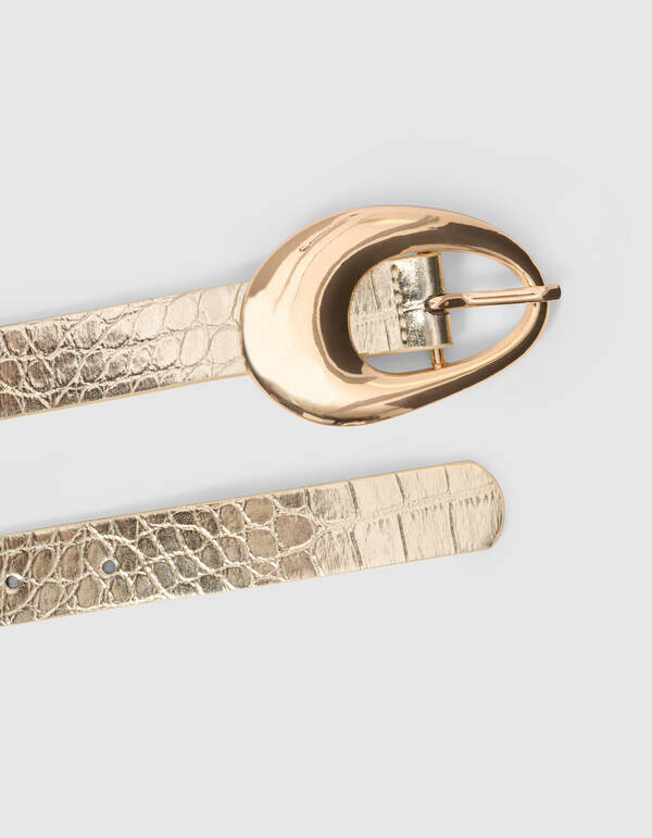 Kroko Lack G&uuml;rtel Gold SHOEBY ACCESSOIRES