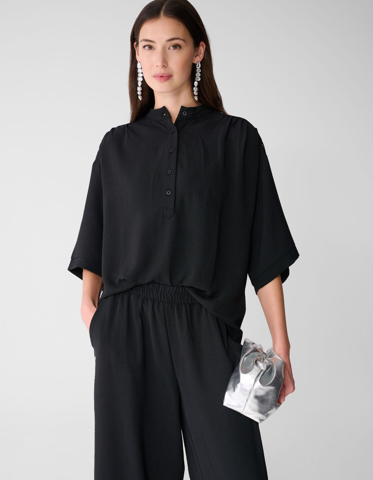 Twist-Bluse mit Nieten Schwarz SHOEBY WOMEN