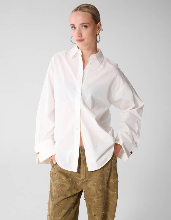Bluse mit Ringmanschetten Wei&szlig; SHOEBY WOMEN