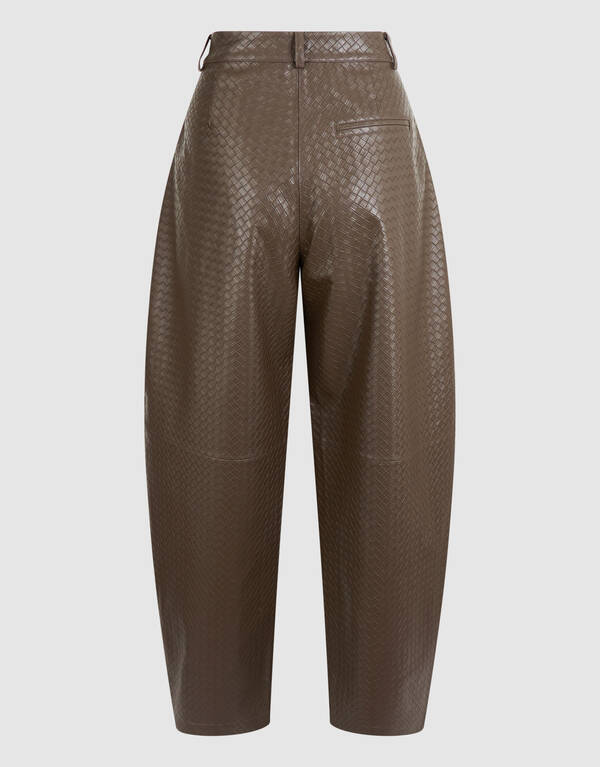 Braune Hose aus veganem Leder mit Flechtmuster SHOEBY WOMEN