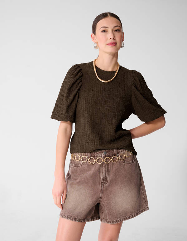 Knitter-Top Ballon Braun SHOEBY WOMEN