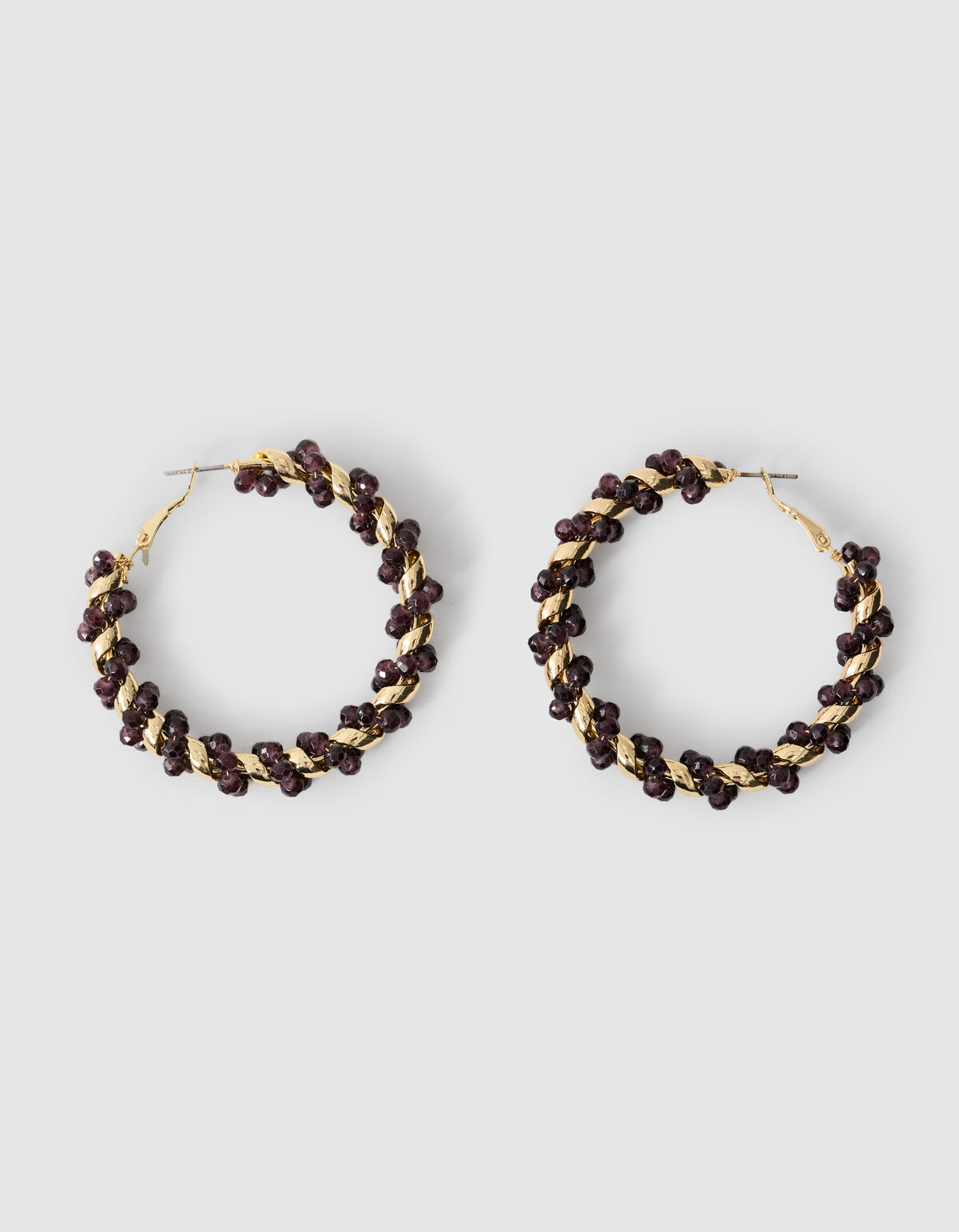 Große Perlenohrringe dunkelviolett SHOEBY ACCESSOIRES