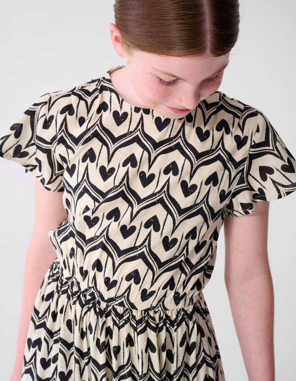 Heart Print Mini Kleid Schwarz SHOEBY GIRLS