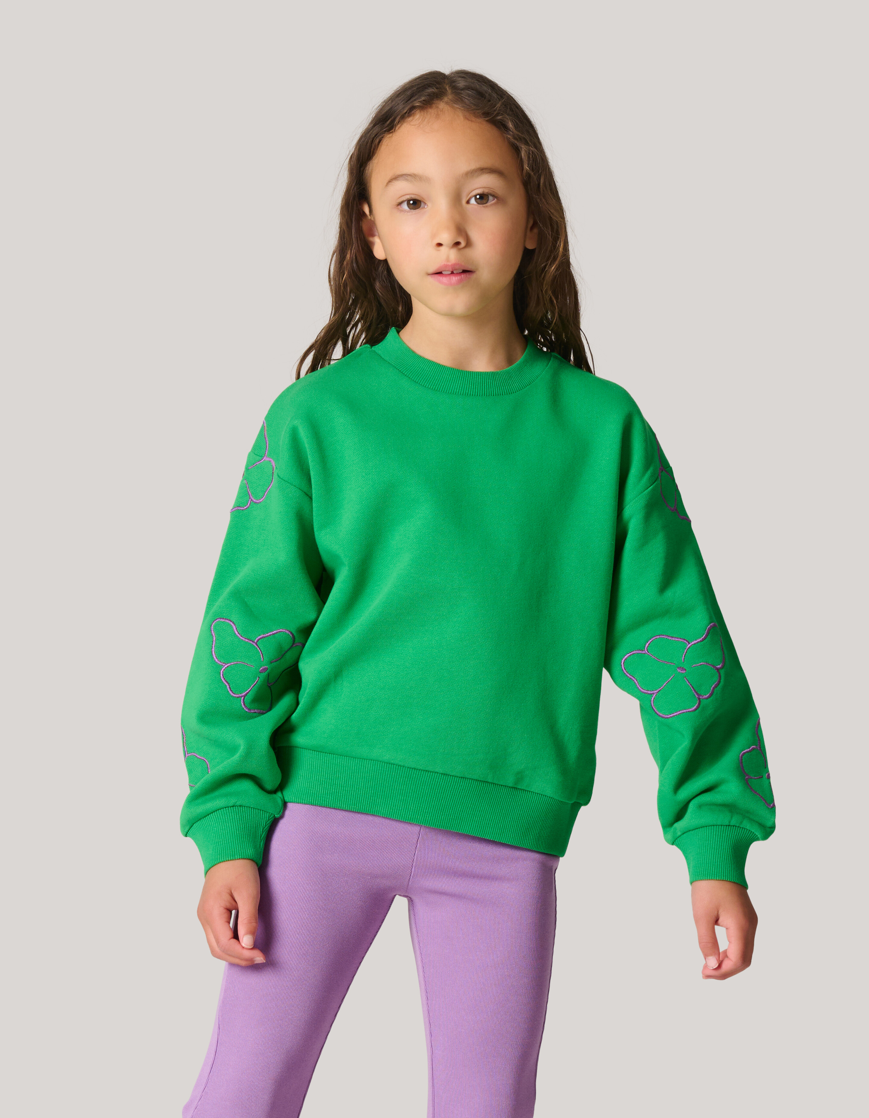 Embroidery Sweater Donkergroen SHOEBY GIRLS