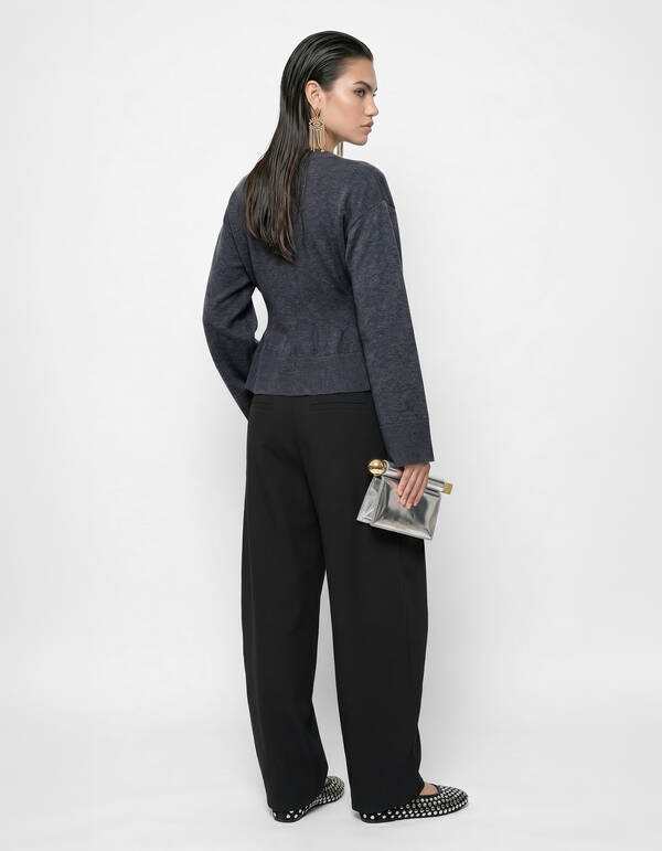 Peplum Strickpullover Dunkelgrau SHOEBY WOMEN