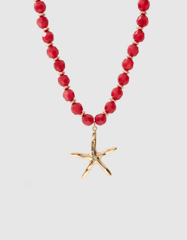 Perlen-Sternfisch-Kette Rot SHOEBY ACCESSOIRES