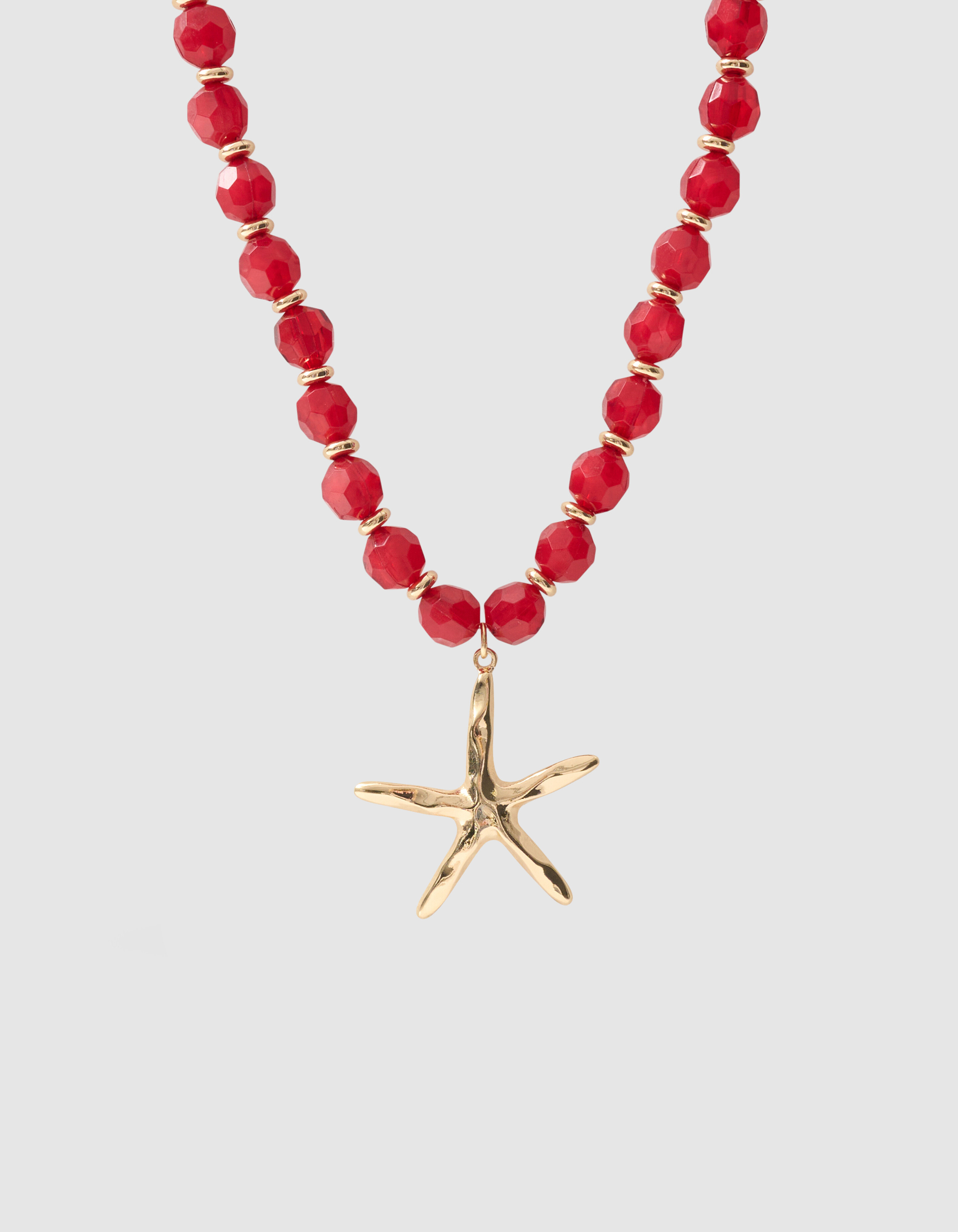 Perlen-Sternfisch-Kette Rot SHOEBY ACCESSOIRES