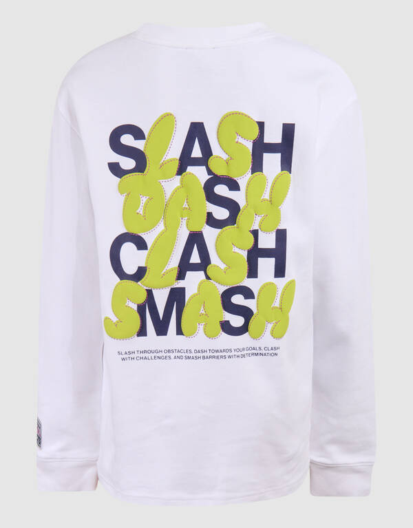 Text-Langarm-T-Shirt Wei&szlig; SHOEBY BOYS