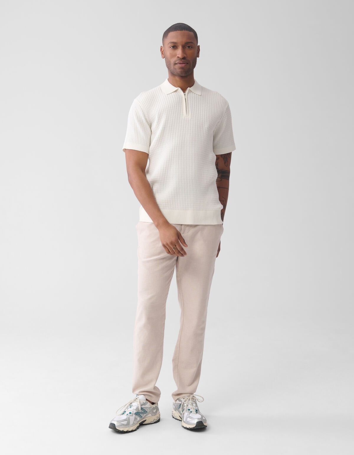 Halbes Reißverschluss-Polo Off White SHOEBY MEN