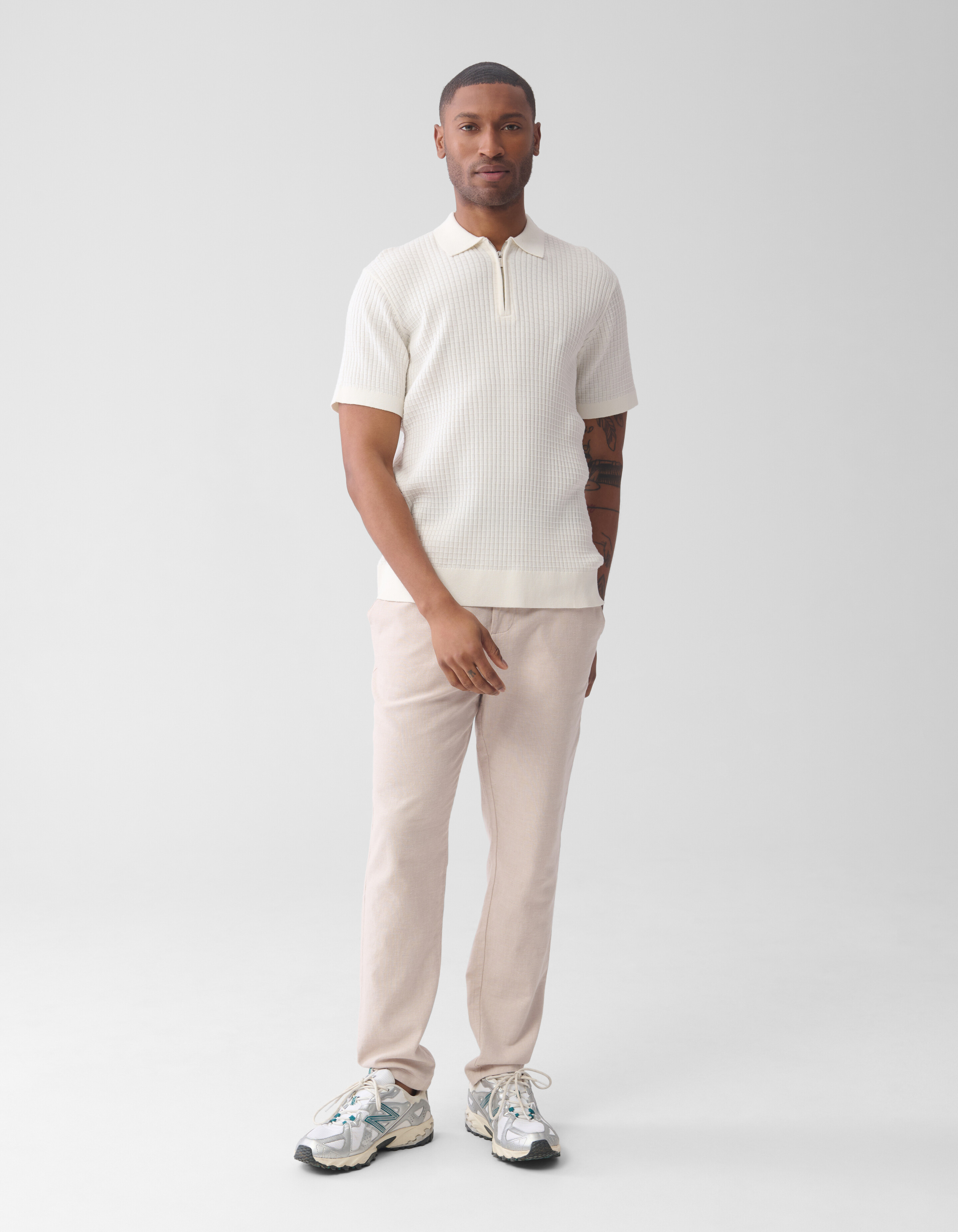 Halbes Reißverschluss-Polo Off White SHOEBY MEN