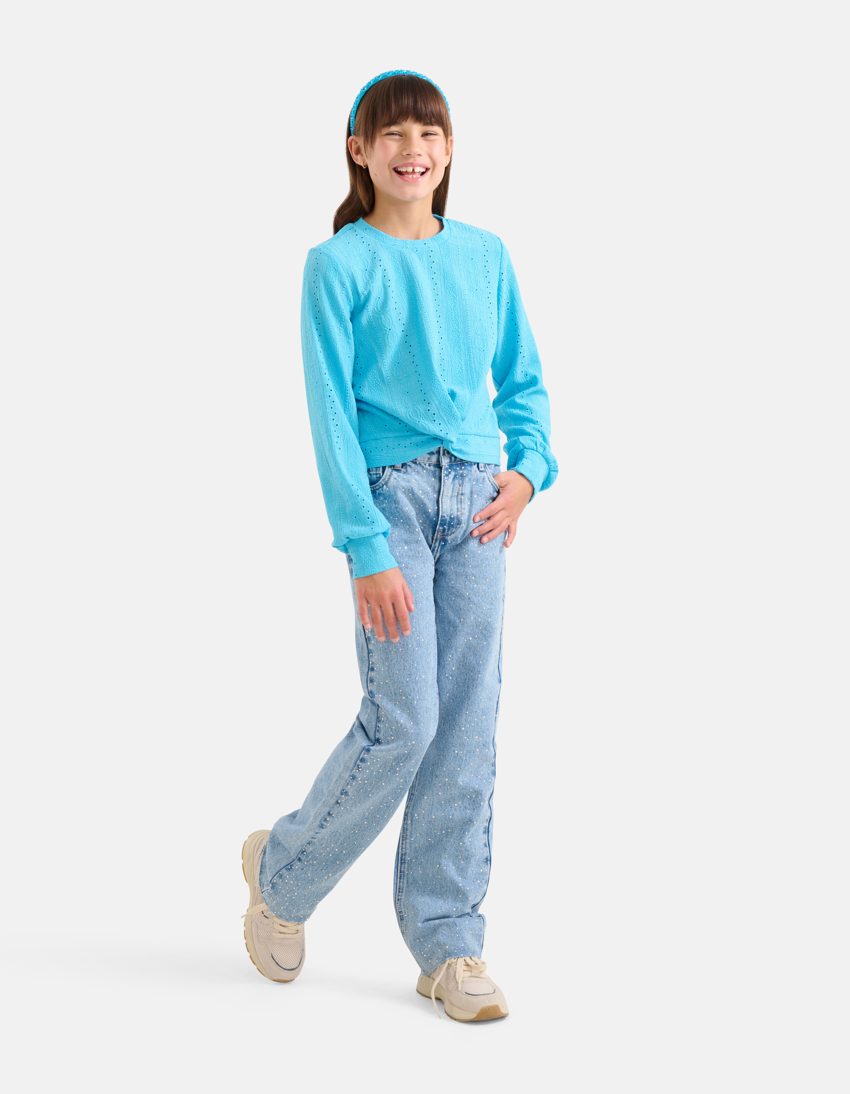 Wide Leg Jeans mit Strasssteinen Mediumstone SHOEBY GIRLS