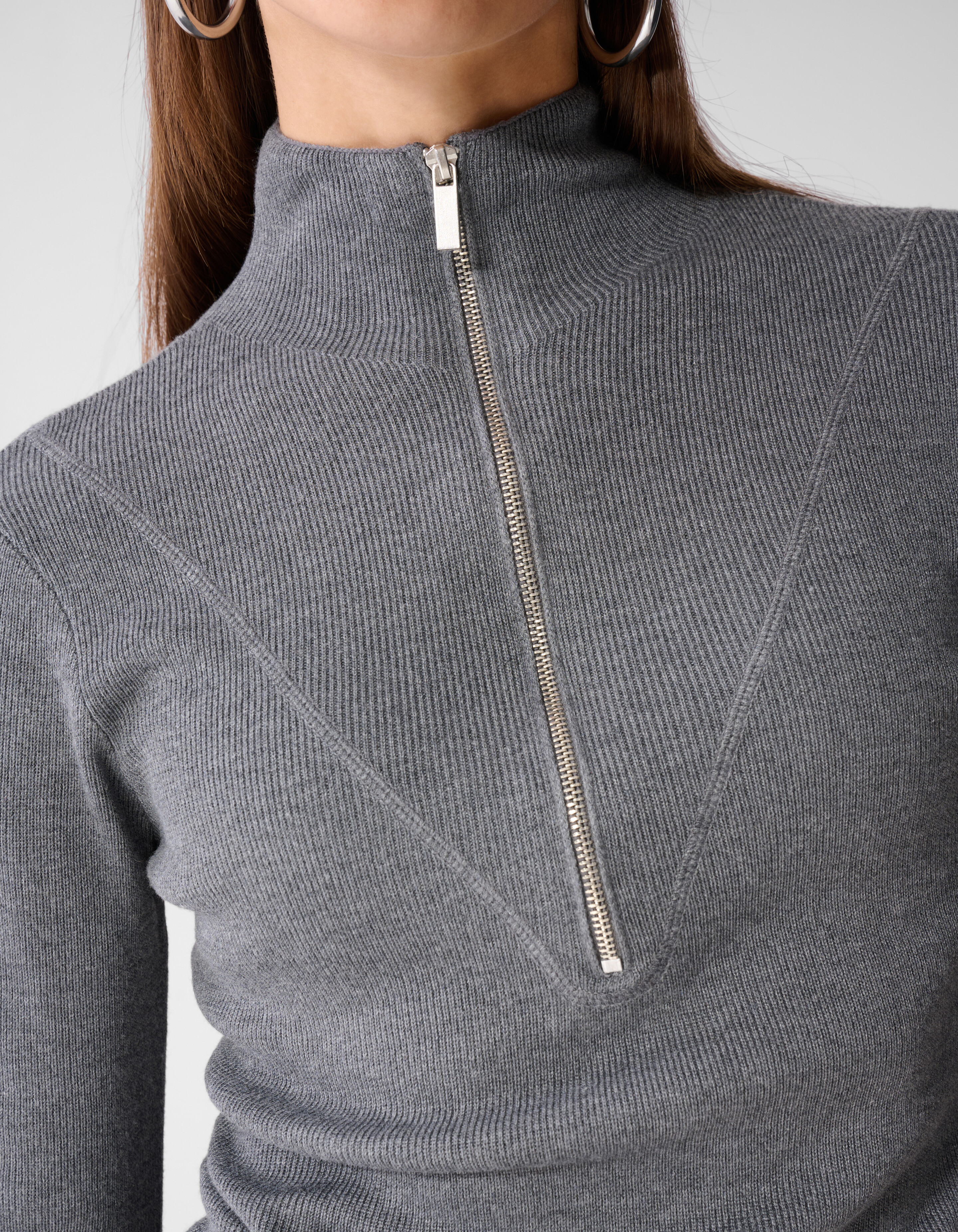 Ski-Pullover mit halbem Rei&szlig;verschluss grau SHOEBY WOMEN
