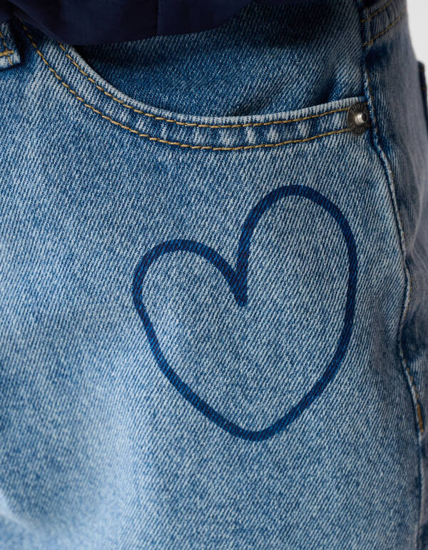 Bedruckte Heart Mom Fit Jeans Blau SHOEBY GIRLS