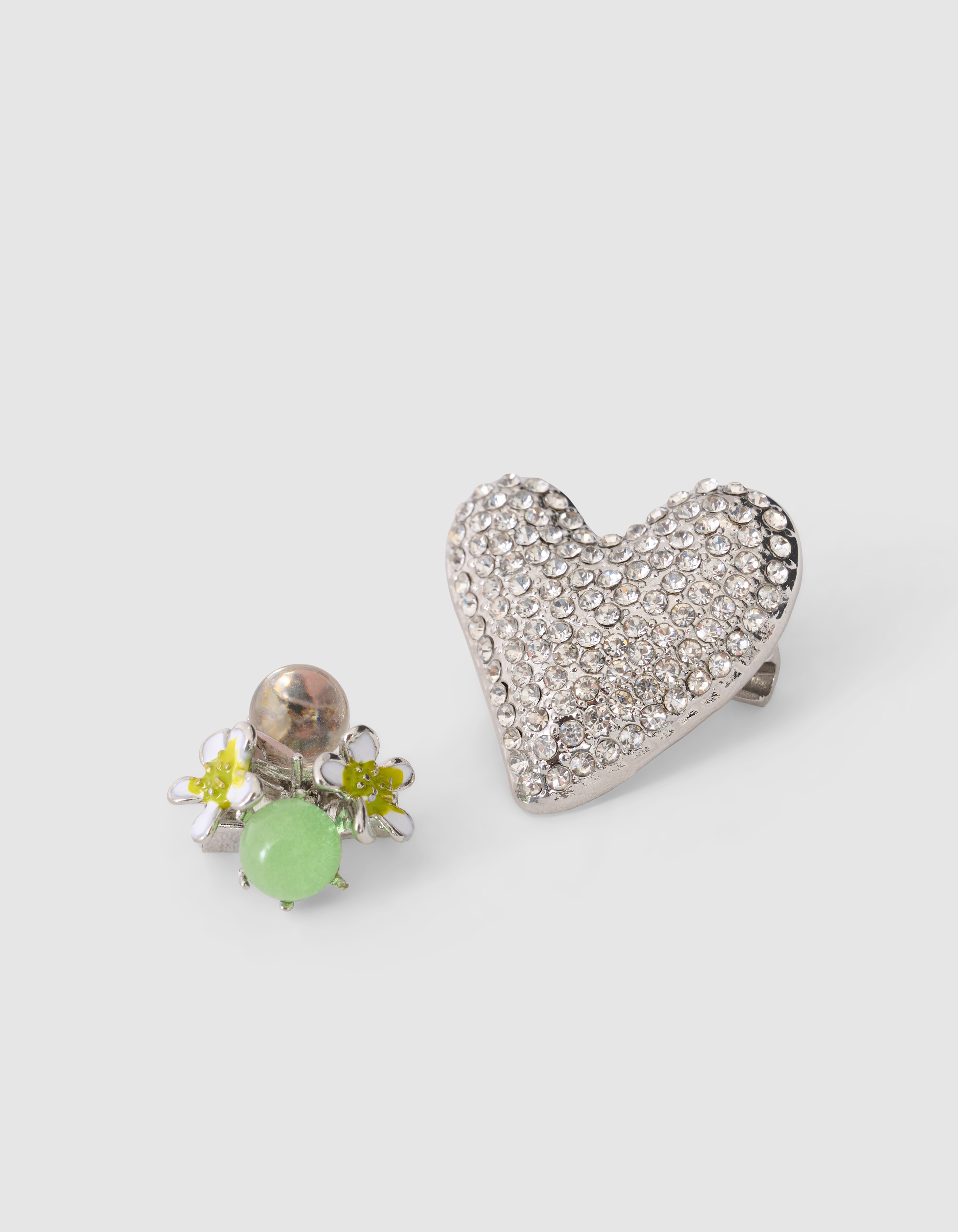 Herz Strass Brosche Set Silber SHOEBY ACCESSOIRES