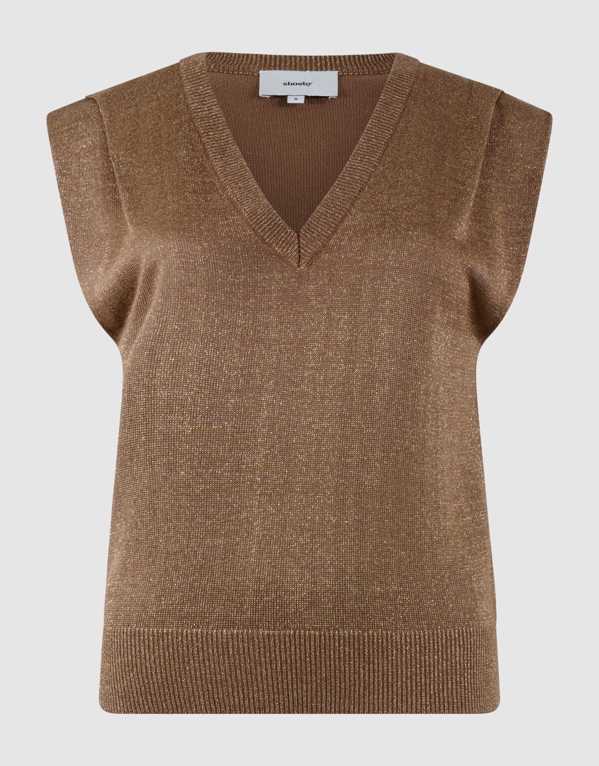 Glitzer-V-Ausschnitt-Top Braun SHOEBY WOMEN