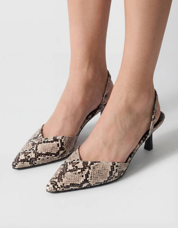 Schlange Vegane Leder High Heels Hellbraun SHOEBY SHOES