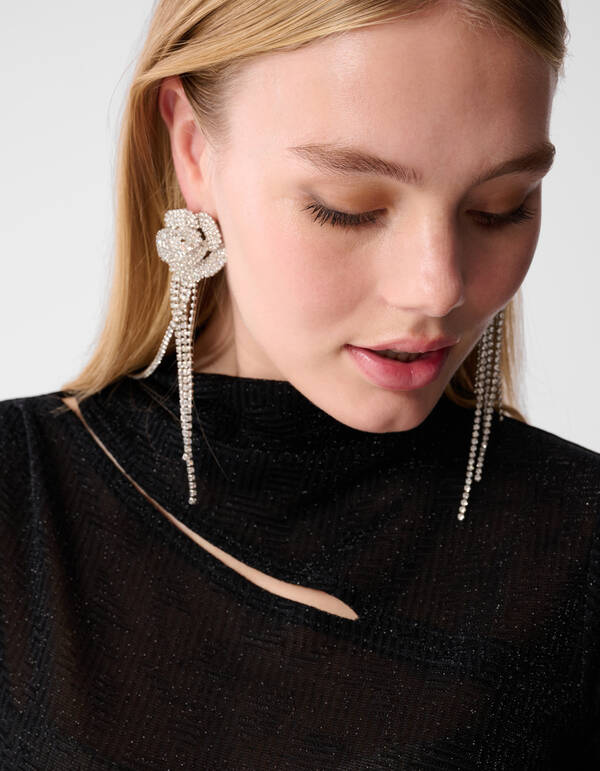 Schwarzes Glitzer-Top mit Ausschnitt SHOEBY WOMEN