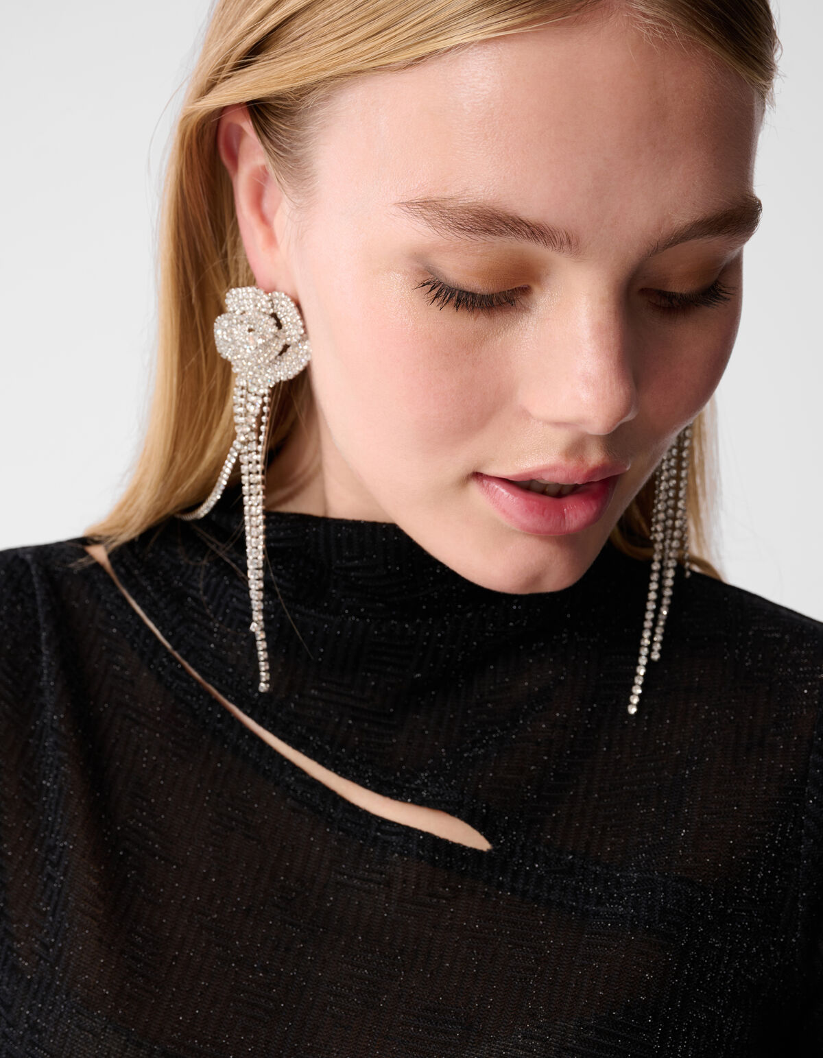 Schwarzes Glitzer-Top mit Ausschnitt SHOEBY WOMEN