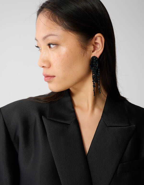 Schwarze Ohrringe mit mehreren Perlen SHOEBY ACCESSOIRES